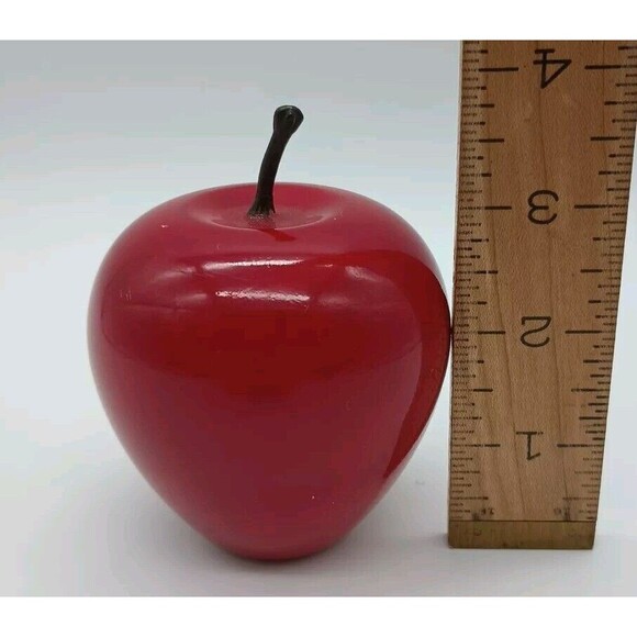 Red Apple Paperweight Marble Alabaster Stone unmarked, Teacher Appreciation - Picture 2 of 9